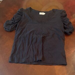 Anthropologie Navy Puff Sleeve Tee